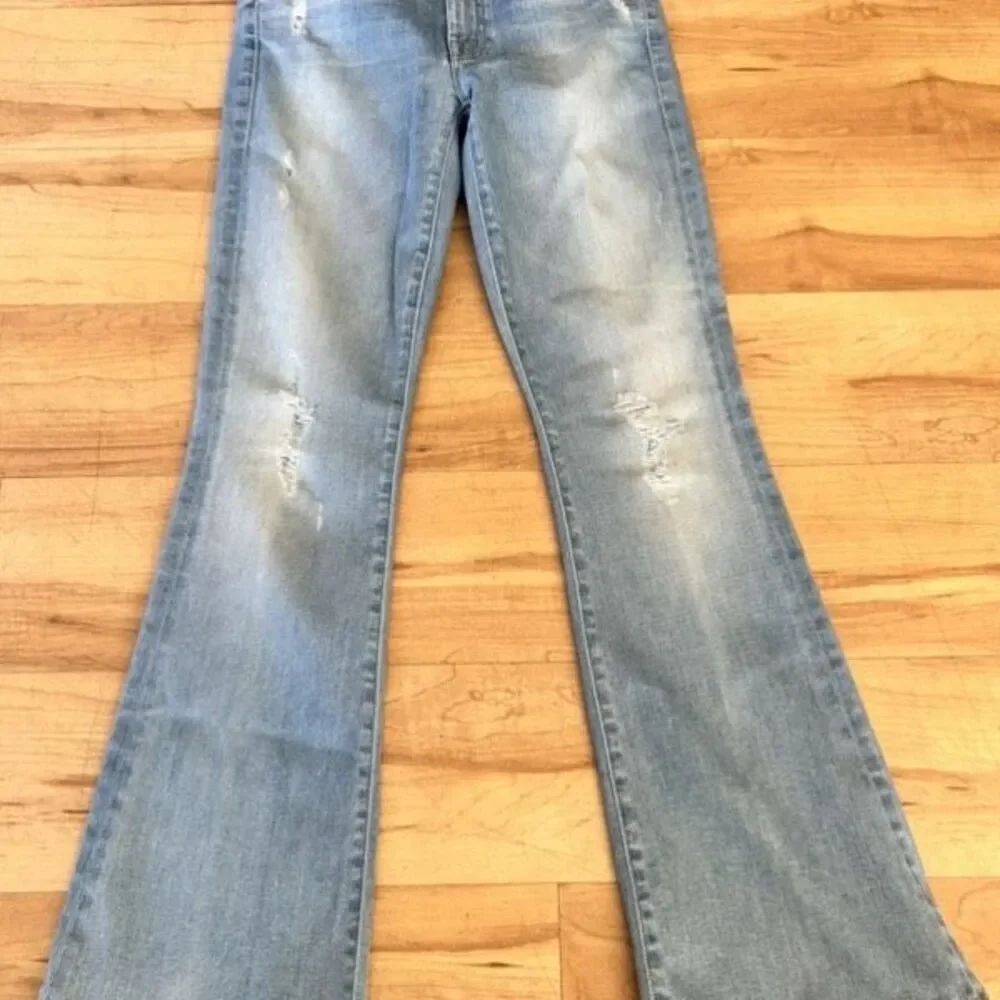 MOTHER Denim The Cruiser Mid Flare Jeans in Cliffhanger Light Distressed